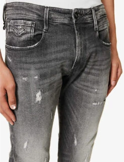 Replay Anbass Distressed Tapered-leg Slim-fit Stretch-denim Jeans 11 Replay Anbass Distressed Tapered-leg Slim-fit Stretch-denim Jeans -Outlet Daily Tops Store R04186403 DARKGREY ALT04
