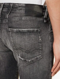 Replay Anbass Distressed Tapered-leg Slim-fit Stretch-denim Jeans 12 Replay Anbass Distressed Tapered-leg Slim-fit Stretch-denim Jeans -Outlet Daily Tops Store R04186403 DARKGREY ALT05