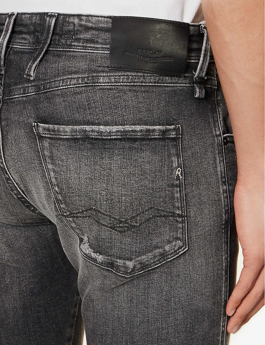 Replay Anbass Distressed Tapered-leg Slim-fit Stretch-denim Jeans 6 Replay Anbass Distressed Tapered-leg Slim-fit Stretch-denim Jeans - Image 6