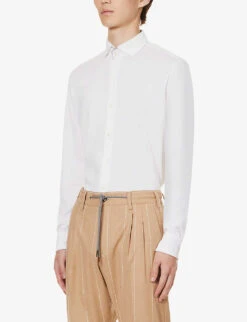 ELEVENTY Spread-collar Slim-fit Cotton Shirt -Outlet Daily Tops Store R04187255 WHITE ALT02