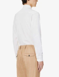 ELEVENTY Spread-collar Slim-fit Cotton Shirt -Outlet Daily Tops Store R04187255 WHITE ALT03