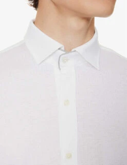 ELEVENTY Spread-collar Slim-fit Cotton Shirt -Outlet Daily Tops Store R04187255 WHITE ALT04