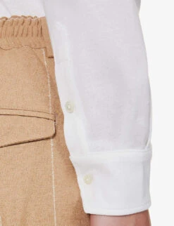 ELEVENTY Spread-collar Slim-fit Cotton Shirt -Outlet Daily Tops Store R04187255 WHITE ALT05