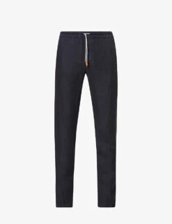 ELEVENTY Drawstring-waistband Tapered-leg Regular-fit Linen Trousers