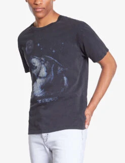 THE KOOPLES Graphic-print Cotton-jersey T-shirt -Outlet Daily Tops Store R04187709 BLACKWASHED ALT02