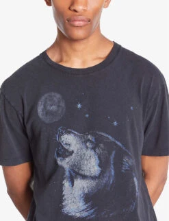 THE KOOPLES Graphic-print Cotton-jersey T-shirt -Outlet Daily Tops Store R04187709 BLACKWASHED ALT04