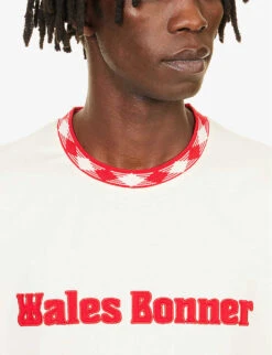 Wales Bonner Original Brand-appliqué Organic Cotton-jersey T-shirt -Outlet Daily Tops Store R04187888 IVORY ALT04