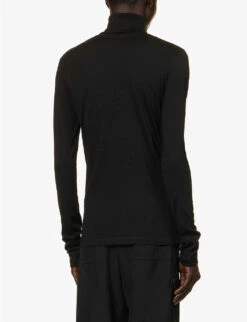 Jil Sander Roll-neck Brand-print Knitted T-shirt -Outlet Daily Tops Store R04187943 BLACK ALT03