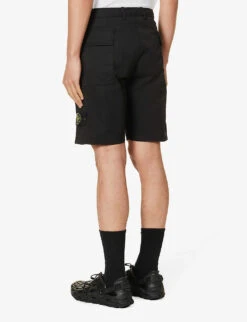 Stone Island Cargo Logo-badge Straight-leg Stretch-cotton Shorts 8 Stone Island Cargo Logo-badge Straight-leg Stretch-cotton Shorts -Outlet Daily Tops Store R04188759 BLACK ALT03