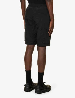 Stone Island Cargo Logo-badge Woven Shorts -Outlet Daily Tops Store R04188760 BLACK ALT03