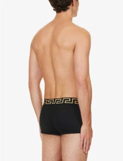Versace Pack Of Two Logo-waistband Stretch-cotton Trunks -Outlet Daily Tops Store R04188850 BLACKGREY ALT02