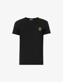 Versace Brand-print Crewneck Stretch-cotton T-shirt