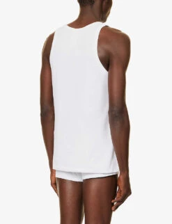 Versace Medusa Logo-print Stretch-cotton Top -Outlet Daily Tops Store R04188858 OPTICALWHITE ALT02