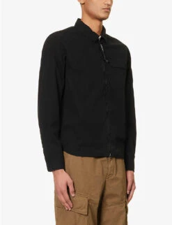 Zip-up Lens-pocket Cotton Shirt 7 Zip-up Lens-pocket Cotton Shirt -Outlet Daily Tops Store R04189373 BLACK ALT02