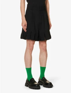 Sun Fringed-cuff Wool Shorts -Outlet Daily Tops Store R04190817 BLACK ALT02