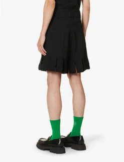 Sun Fringed-cuff Wool Shorts -Outlet Daily Tops Store R04190817 BLACK ALT03