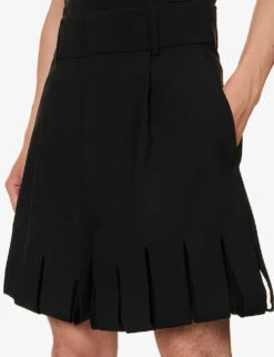 Sun Fringed-cuff Wool Shorts -Outlet Daily Tops Store R04190817 BLACK ALT04
