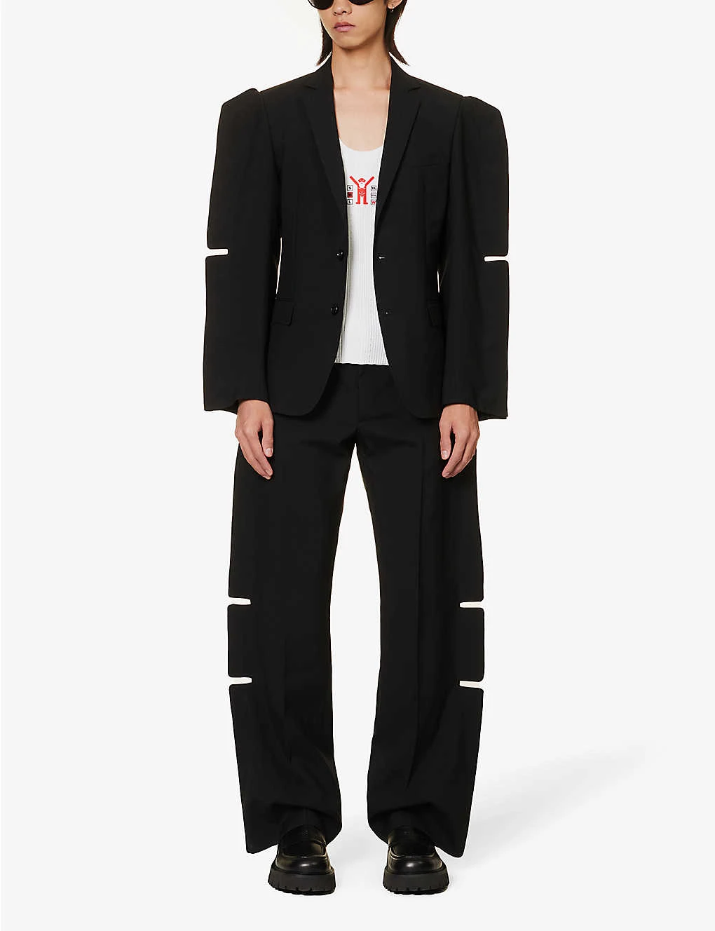 Brand-patch Ribbed Woven-blend-knit Top 2 Brand-patch Ribbed Woven-blend-knit Top - Image 2