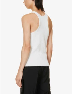 Brand-patch Ribbed Woven-blend-knit Top 8 Brand-patch Ribbed Woven-blend-knit Top -Outlet Daily Tops Store R04190824 WHITE ALT03