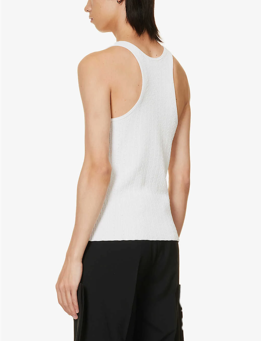 Brand-patch Ribbed Woven-blend-knit Top 4 Brand-patch Ribbed Woven-blend-knit Top - Image 4