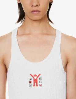 Brand-patch Ribbed Woven-blend-knit Top 9 Brand-patch Ribbed Woven-blend-knit Top -Outlet Daily Tops Store R04190824 WHITE ALT04