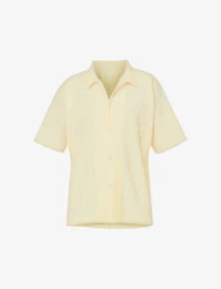 Pleated Split-side Knitted Polo Shirt