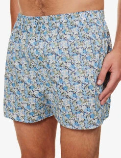 Sunspel Elasticated-waistband Cotton-poplin Boxers -Outlet Daily Tops Store R04194501 LIBERTYLIBBYFLORAL ALT03