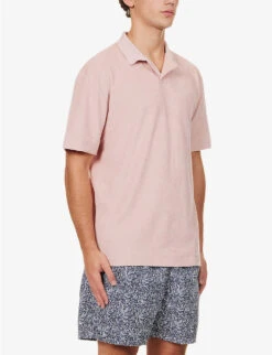 Sunspel Ribbed-trim Cotton-towelling Polo Shirt -Outlet Daily Tops Store R04194508 SHELLPINK ALT02
