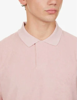 Sunspel Ribbed-trim Cotton-towelling Polo Shirt -Outlet Daily Tops Store R04194508 SHELLPINK ALT04