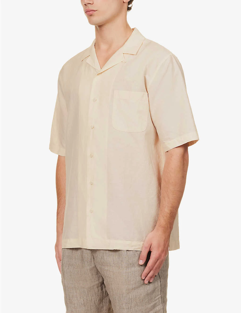 Sunspel Camp-collar Short-sleeved Cotton-blend Shirt 3 Sunspel Camp-collar Short-sleeved Cotton-blend Shirt - Image 3