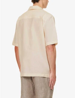 Sunspel Camp-collar Short-sleeved Cotton-blend Shirt 8 Sunspel Camp-collar Short-sleeved Cotton-blend Shirt -Outlet Daily Tops Store R04194519 ECRU ALT03