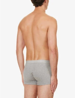 Sunspel Pack Of Two Elasticated-waistband Mid-rise Stretch-cotton Trunks -Outlet Daily Tops Store R04194525 GREYMELANGE ALT02
