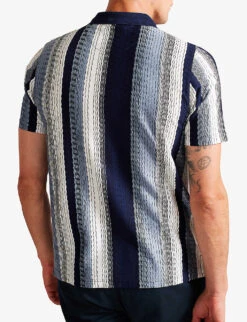 Ted Baker Walraf Stripe-pattern Short-sleeve Cotton Polo -Outlet Daily Tops Store R04194677 NAVY ALT03