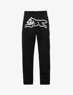 Running Dog Flap-pocket Straight-leg Cotton-twill Trousers