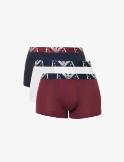 Emporio Armani Pack Of Three Stretch-cotton Trunks