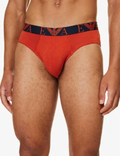 Emporio Armani Pack Of Three Stretch-cotton Briefs -Outlet Daily Tops Store R04194979 RUGGINLIMEINCHIOST ALT03