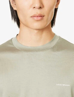Emporio Armani Brand-print Regular-fit Jersey T-shirt -Outlet Daily Tops Store R04196961 SALVIA ALT04