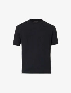 Emporio Armani Brand-embroidered Regular-fit Cotton-knit T-shirt