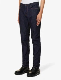Emporio Armani Tapered-leg Slim-fit Stretch-denim Jeans 8 Emporio Armani Tapered-leg Slim-fit Stretch-denim Jeans -Outlet Daily Tops Store R04197004 RICEABLU ALT02