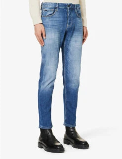 Emporio Armani Brand-plaque Straight-leg Stretch-denim Jeans 9 Emporio Armani Brand-plaque Straight-leg Stretch-denim Jeans -Outlet Daily Tops Store R04197005 DENIMBLUMD ALT02