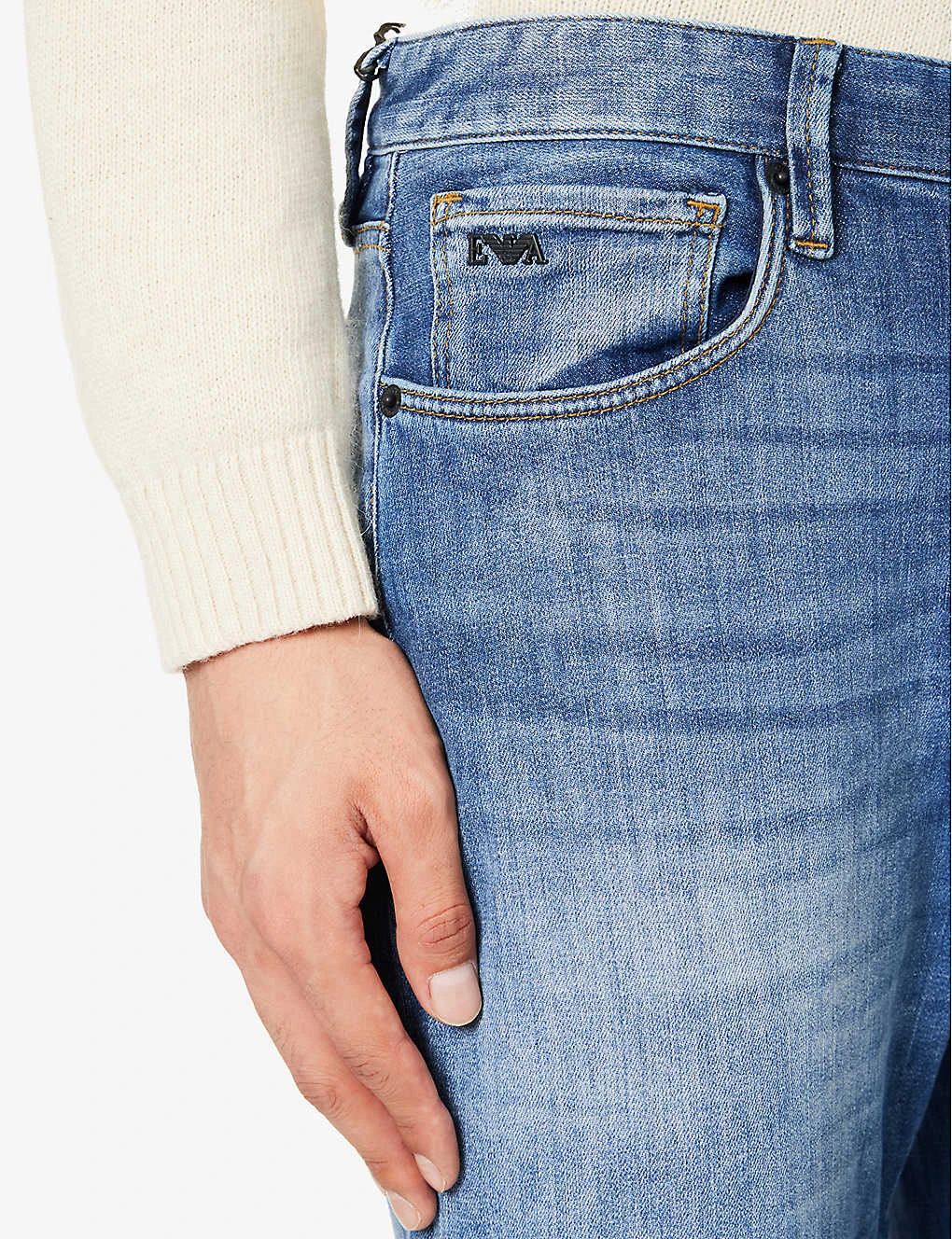 Emporio Armani Brand-plaque Straight-leg Stretch-denim Jeans 5 Emporio Armani Brand-plaque Straight-leg Stretch-denim Jeans - Image 5