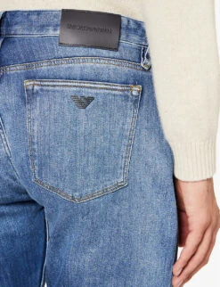 Emporio Armani Brand-plaque Straight-leg Stretch-denim Jeans 12 Emporio Armani Brand-plaque Straight-leg Stretch-denim Jeans -Outlet Daily Tops Store R04197005 DENIMBLUMD ALT05