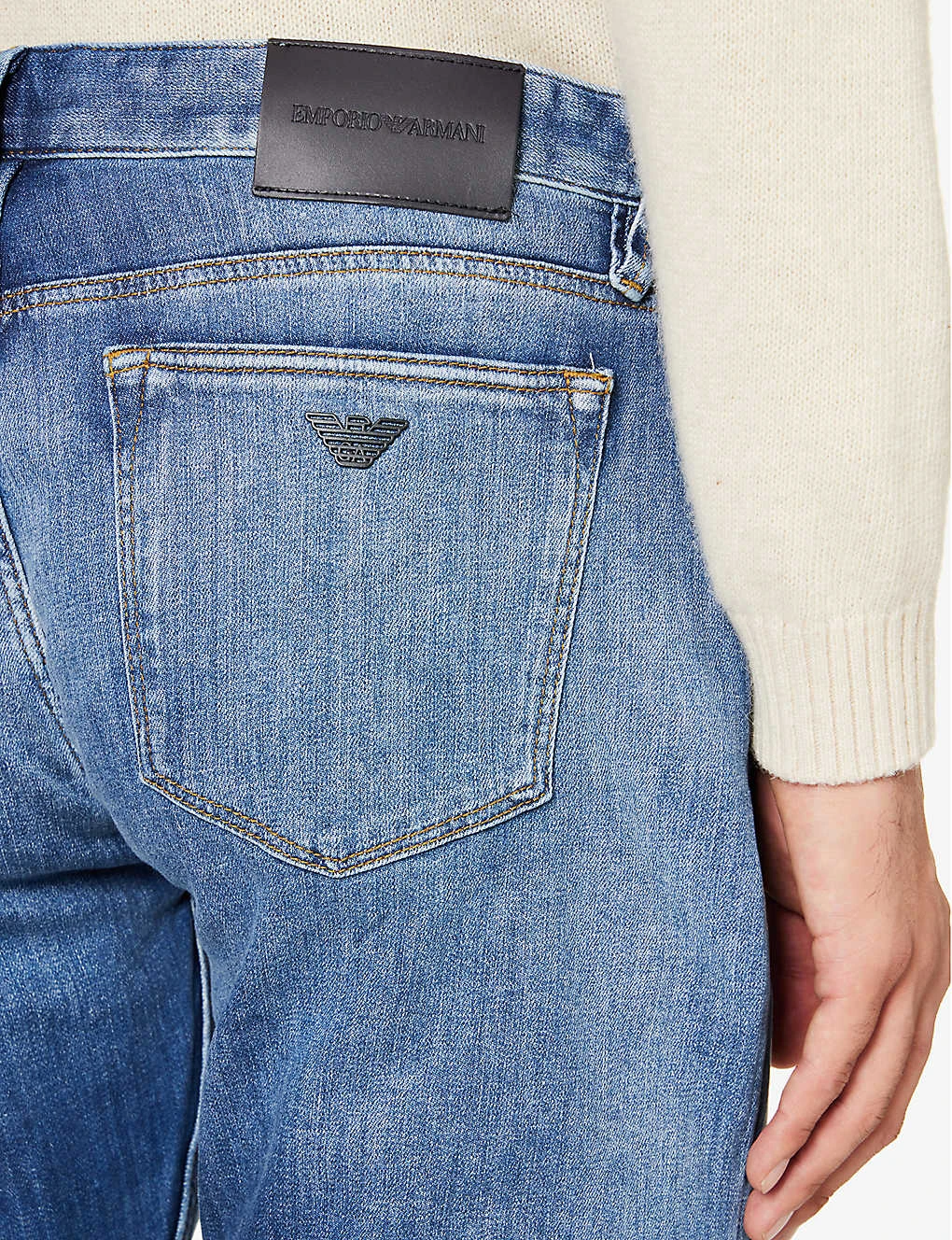 Emporio Armani Brand-plaque Straight-leg Stretch-denim Jeans 6 Emporio Armani Brand-plaque Straight-leg Stretch-denim Jeans - Image 6