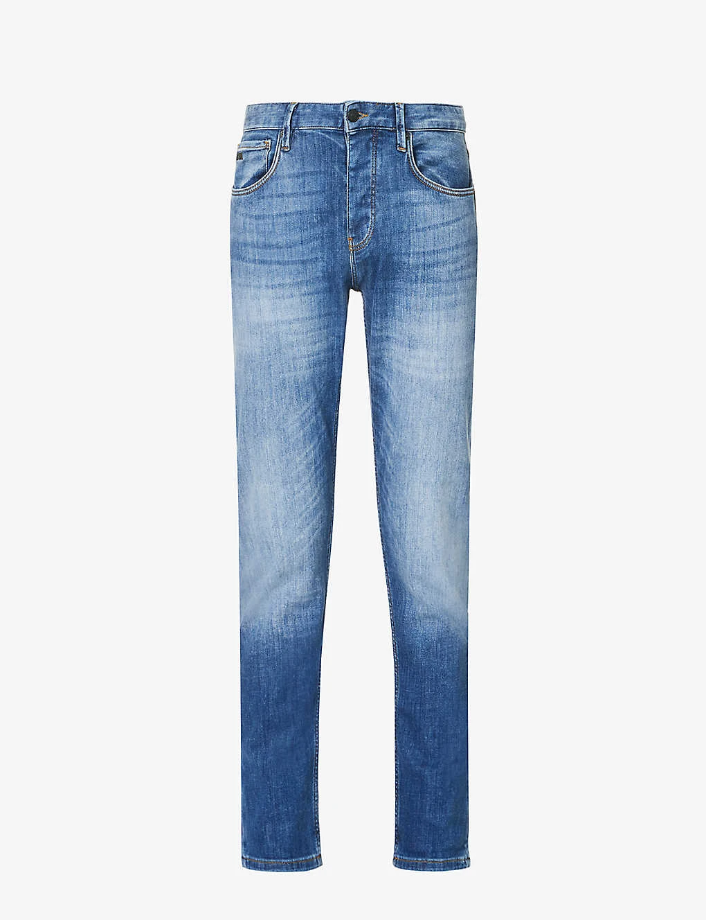 Emporio Armani Brand-plaque Straight-leg Stretch-denim Jeans 1 Emporio Armani Brand-plaque Straight-leg Stretch-denim Jeans
