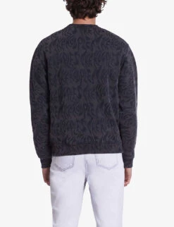 THE KOOPLES Graphic-print Ribbed-trim Cotton Sweatshirt -Outlet Daily Tops Store R04197351 BLACKWASHED ALT03