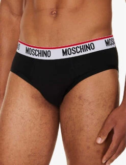 MOSCHINO Pack Of Three Logo-waistband Stretch-cotton Briefs 7 MOSCHINO Pack Of Three Logo-waistband Stretch-cotton Briefs -Outlet Daily Tops Store R04199665 BLACK555 ALT03