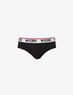 MOSCHINO Pack Of Three Logo-waistband Stretch-cotton Briefs