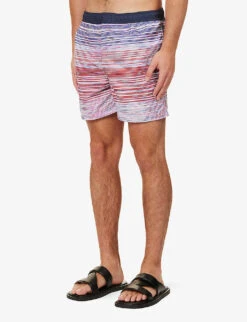 Missoni Stripe-pattern Brand-patch Swim Shorts -Outlet Daily Tops Store R04200690 REDVIOLETBLUE ALT02