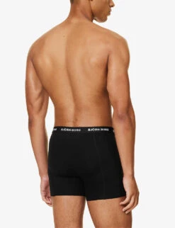 Bjorn Borg Pack Of Three Essential Branded-waistband Regular-fit Stretch-cotton Boxers -Outlet Daily Tops Store R04202546 BLACKBEAUTY6 ALT02