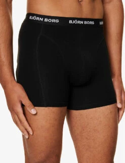Bjorn Borg Pack Of Three Essential Branded-waistband Regular-fit Stretch-cotton Boxers -Outlet Daily Tops Store R04202546 BLACKBEAUTY6 ALT03